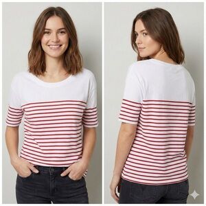 Chic Red Striped Short Sleeve Top